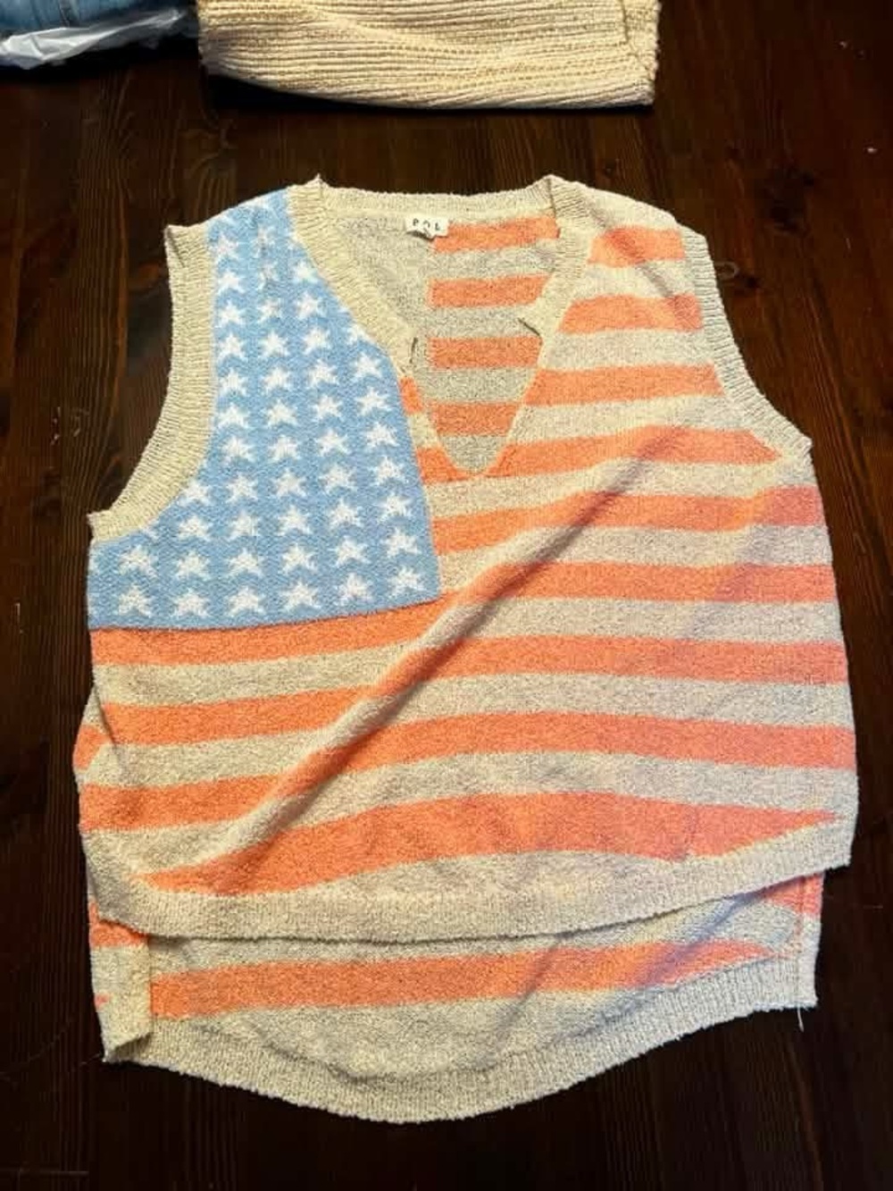 Sleeveless Flag Knit Top - Orange & Blue